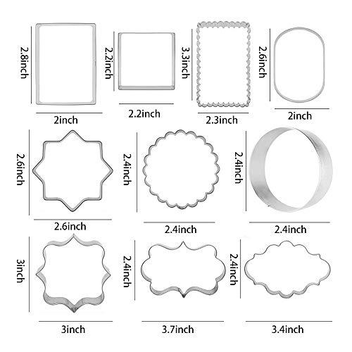 10 PCS Plaque Frame Cookie Cutters Set Fondant Tiles Biscuit Cutter Molds for Cookie Fruit Shapes