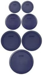 Pyrex (2) 7202-PC, (2) 7200-PC, (2) 7201-PC, and (1) 7402-PC Dark Blue Plastic Lids