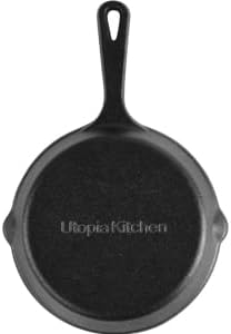 Utopia Kitchen Cast Iron Frying Pan 10.25 Inch, Cast Iron Chefs Pan, Pre Seasoned Skillet, Safe Grill Cookware for Indoor & Outdoor Use, Black
