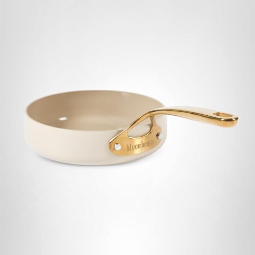Bloomhouse - Two Time Oprah's Favorite Things Winner - 15 Piece Pots and Pans Heavy Duty Aluminum Premium PFA Free Ceramic Nonstick Cookware Set - Almond Cream w/Gold Handle