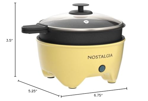 Nostalgia MyMini Personal Electric Skillet & Rapid Noodle Maker, Perfect For Healthy Keto & Low-Carb Diets, Yellow