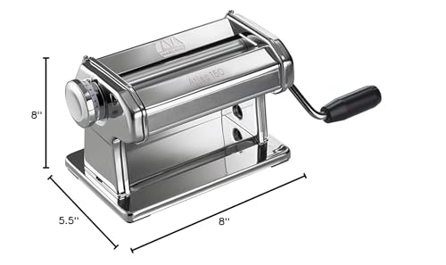 MARCATO Made in Italy Atlas 150 Roller Manual Pasta Machine, Chrome Steel