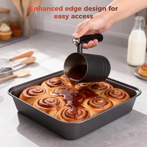 RITONIS 8-Piece Baking Pans Set, Non-stick Bakeware Sets Non-Toxic Baking Sheet Sets for Cooking, Include Round&Square Cake Pan,Bread Pan,Muffin Pan, Cookie Sheet,Cooling Rack,with Baking Glove,Black