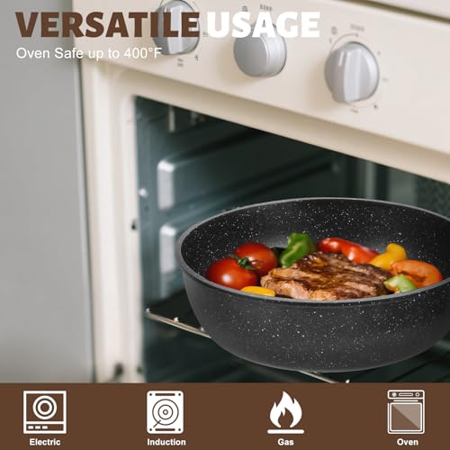 Numola 10 pcs Pots and Pan Set Non Stick with Detachable Handle, Ceramic Cookware Set for Stackable, Induction Kitchen Cookware Set for RV, Dishwasher & Oven Safe, Black