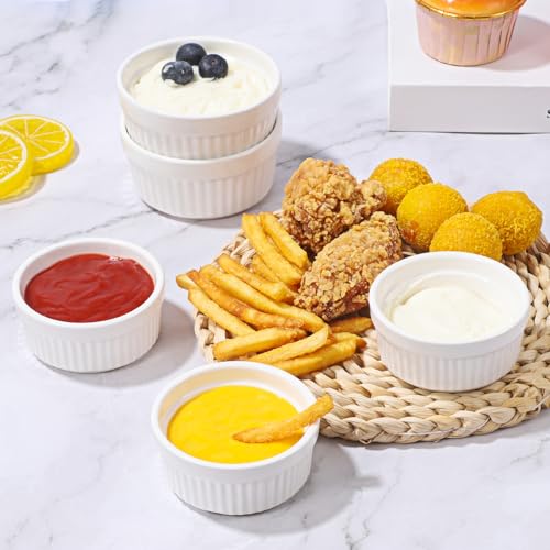 12 Pcs Ceramic Ramekins Oven Safe, Creme Brulee Ramekins for Baking, Small Bowls Dipping Sauce Dish Classic Style, Set of 12(2.5 oz 5 oz 8 oz)
