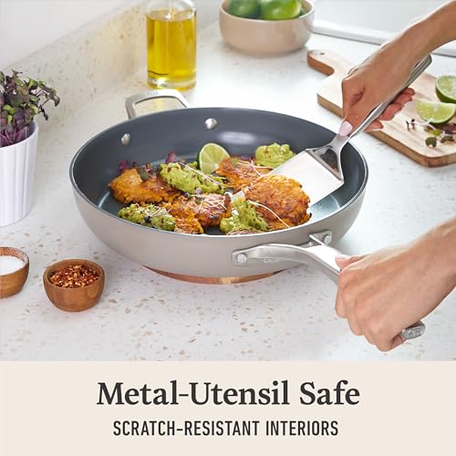 Calphalon® Premier Ceramic Nonstick 12" Frying Pan with Lid, Mushroom Grey