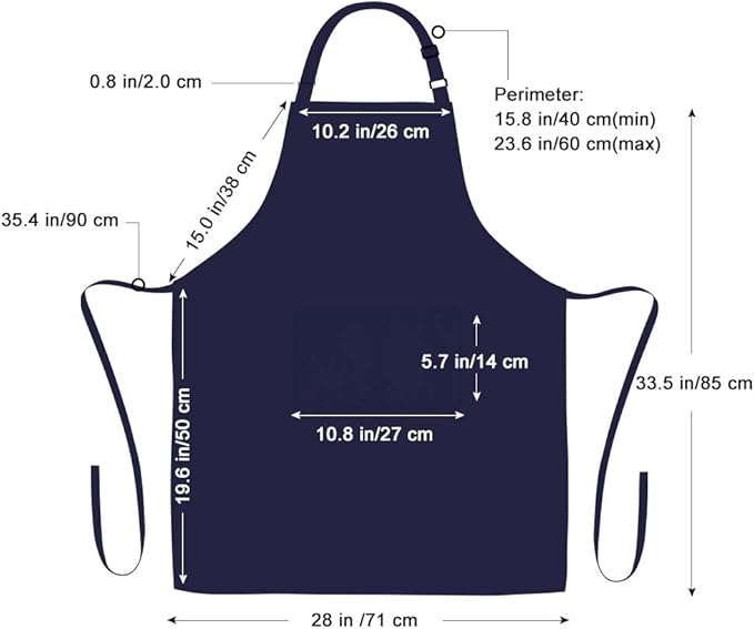 Jubatus 2 Pack Bib Aprons with 2 Pockets Cooking Chef Kitchen Apron for Women Men, Navy Blue