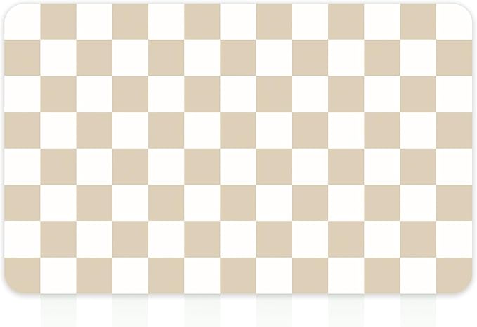 12" x 20" Checkered Dish Drying Mat for Kitchen Counter, Absorbent Coffee Bar Mat for Espresso Machine Coffee Countertops Accessories, Beige