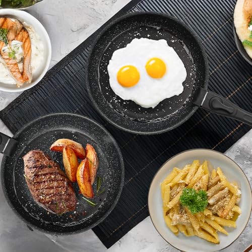 NEWBULIG 12-Piece Nonstick Kitchen Cookware Set, Pots and Pans with Detachable Handle, Induction Compatible, Dishwasher & Oven Safe, Space-Saving, Black