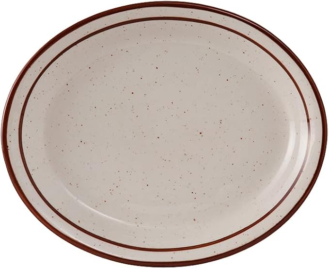 Tuxton China TBS-041 Platter, 8-1/2" x 6-7/8", Oval, Narrow Rim,Microwave and Dishwasher Safe, Oven Proof, Fully Vitrified, Ceramic, Bahamas, Pack of 36
