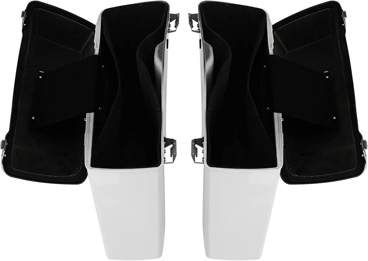 Green-L White Hard Saddlebags Fit for Harley Touring Road Glide King Street Glide Electra Glide 1994-2013