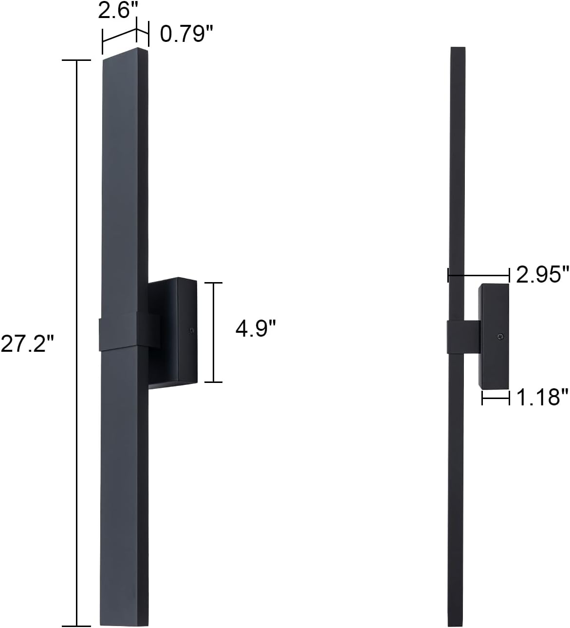 Modern Outdoor Wall Light 3CCT Dimmable LED Outdoor Sconce Lights with Remote Control(3000K 4000K 6000K), 27.2" Black Outside Light Fixtures for House Front Door Garage Porch & Patio