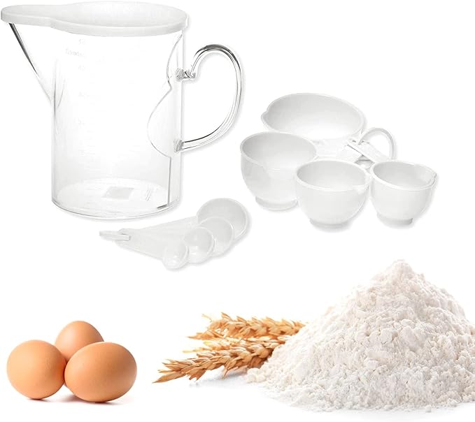Measuring Cups and Measuring Spoons Set of 10 Pieces, Supreme Housewares Plastic Multi-Purpose Home Essentials Cooking, and Baking Tools BPA Free Dishwasher Safe for Liquid and Dry (White)