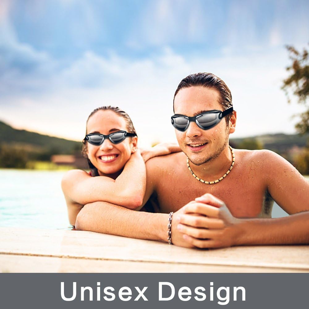 Swim Goggles Swimming Goggles No Leaking with Nose Clip, Earplugs, Swim Cap and Case for Men Women