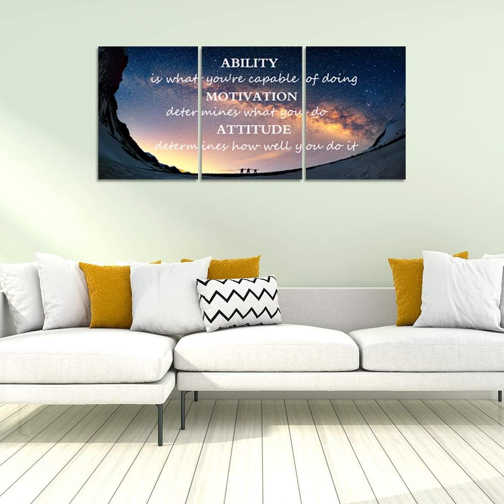3 Panels Successful Inspirational Posters Quotes Wall Art Ability Modern Motivational Painting Picture Prints on Canvas Artwork Motto for Office Bedroom Decor Living Room Home Decor (16”Hx36”W)