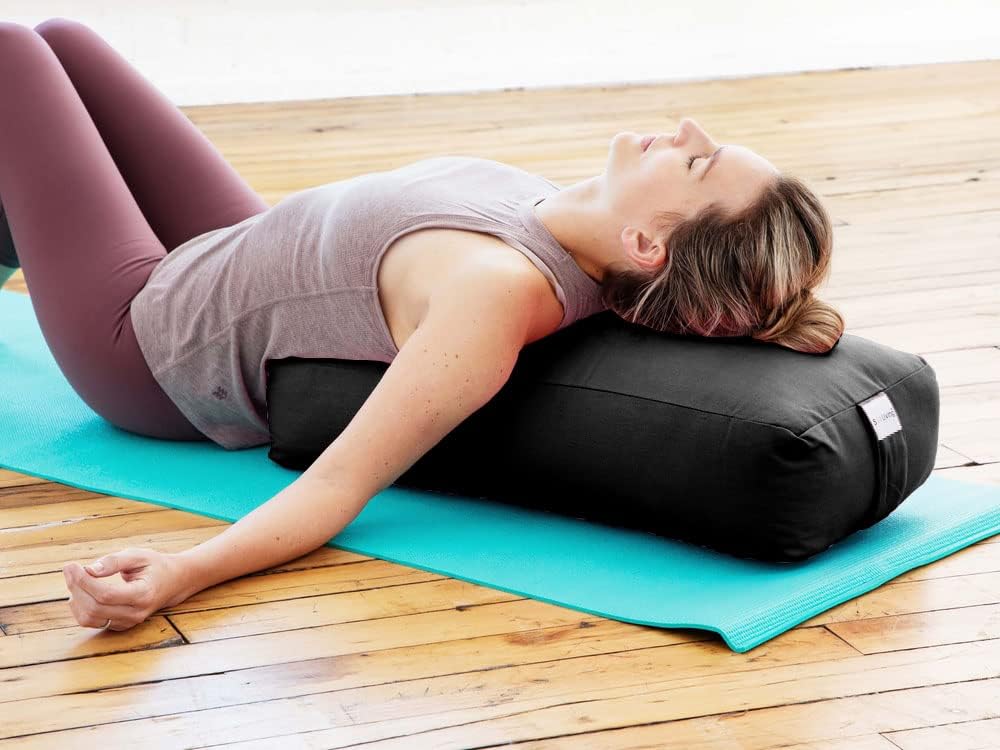Sol Living Yoga Bolster Pillow Rectangular Meditation Cushion Cotton Meditation Accessories for Restorative Yoga Meditation Pillow Yoga Pillow Firm Body Pillow Bolster Pillow for Legs Removable Cover
