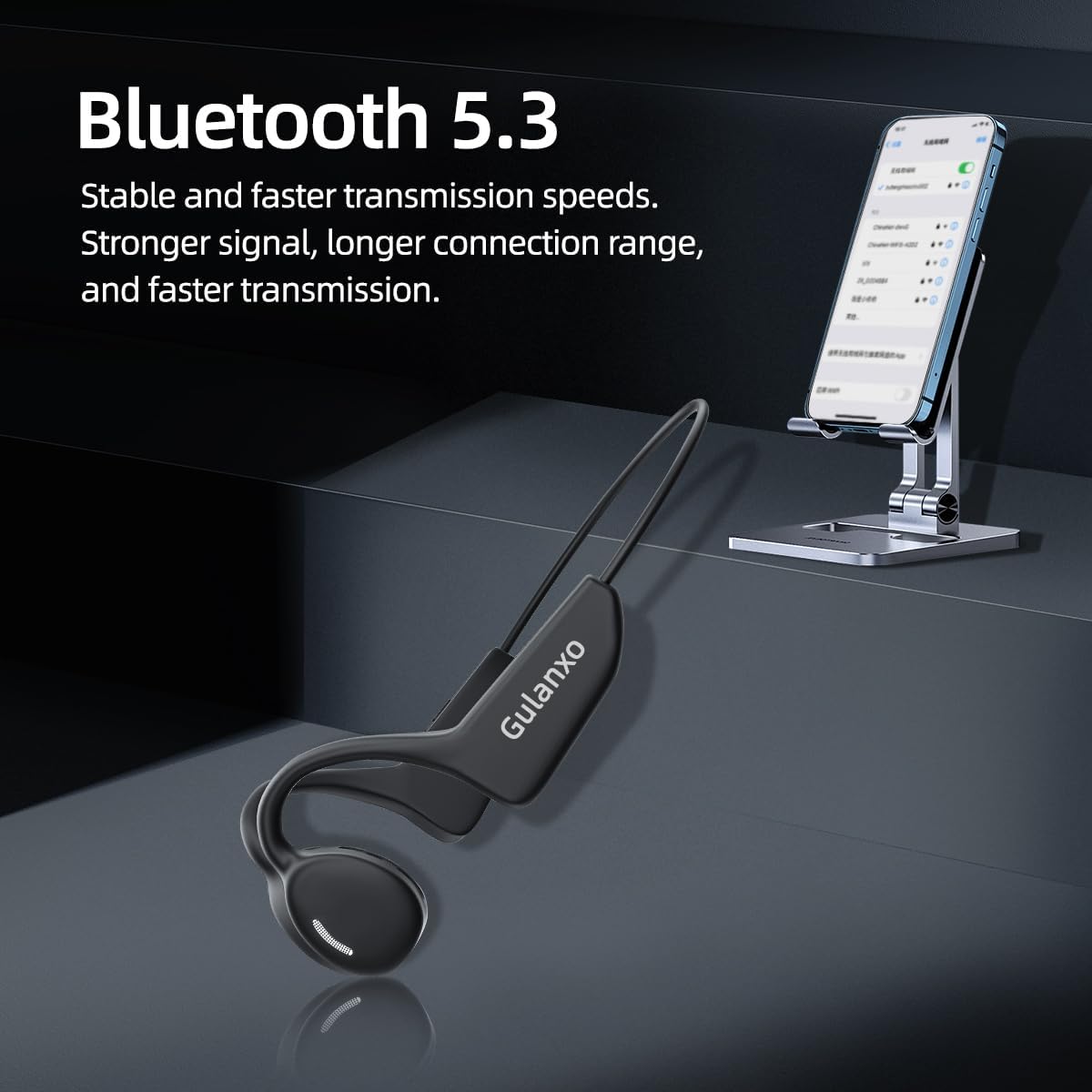 Open Ear Headphones, Open Wireless Earphones, 15HBluetooth Playback 5.3 Sports Earphones, Built-in Microphone, Suitable for Sports Running,Exercise (Black)