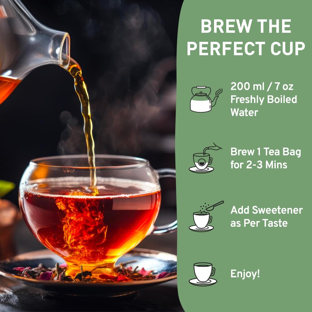 HANDPICK Masala Chai Tea Bags (100 Count) Strong Robust & Aromatic, Blended with Exotic Spices, Cinnamon, Black Pepper, Cloves & Cardamom - Premium Quality Eco-conscious Round Bags