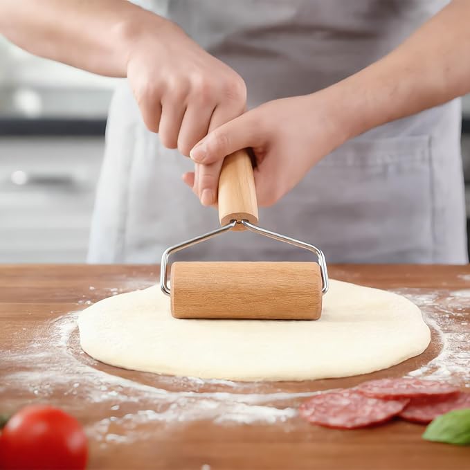 Pastry and Pizza Baking Roller Pin, Non Stick Wood Rolling Pins for Baking(T-Shape)