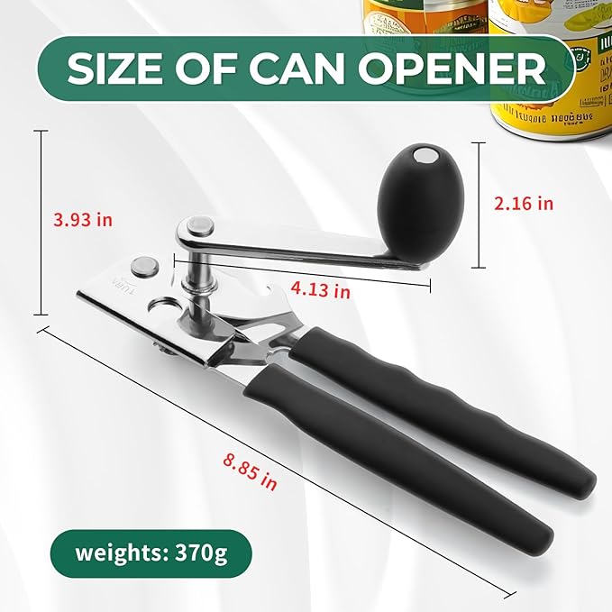 Commercial Can Opener Manual Heavy Duty Stainless Steel Handheld Smooth Edge Can Opener for Seniors for Kitchen