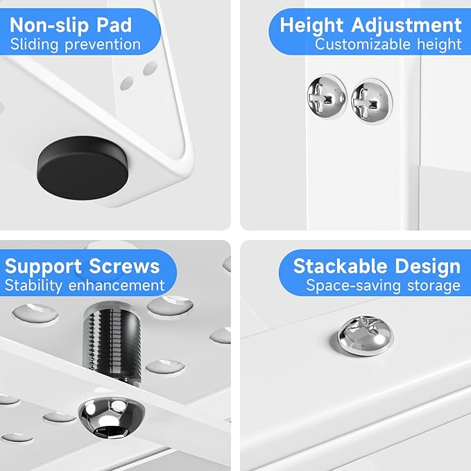Expandable Cabinet Shelf Organizers, Kitchen Small Stand Rack Organization for Countertop Cupborad Pantry, White 3 Pack
