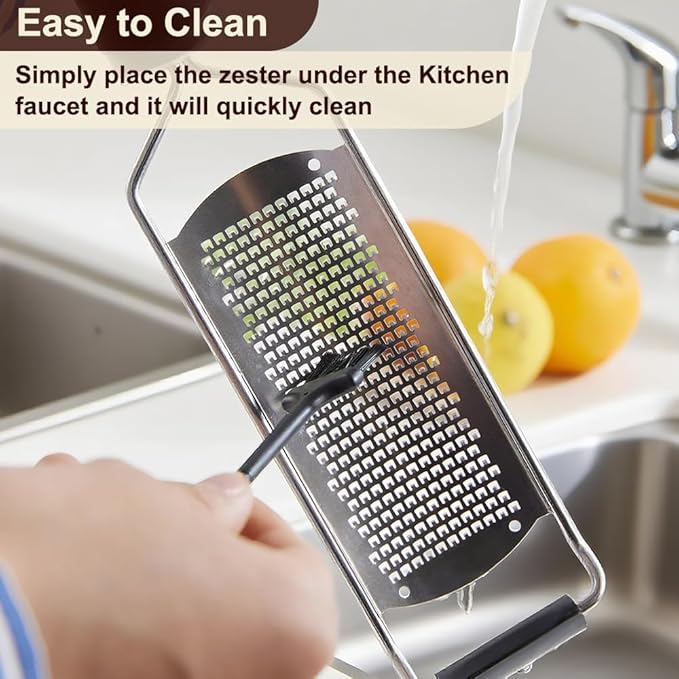 Upgraded Lemon Zester & Cheese Grater, Food Grade Stainless Steel None-Slip Hand Fine Grater for Garlic, Ginger, and Chocolate, Durable and Easy-To-Clean(Dishwasher Safe)