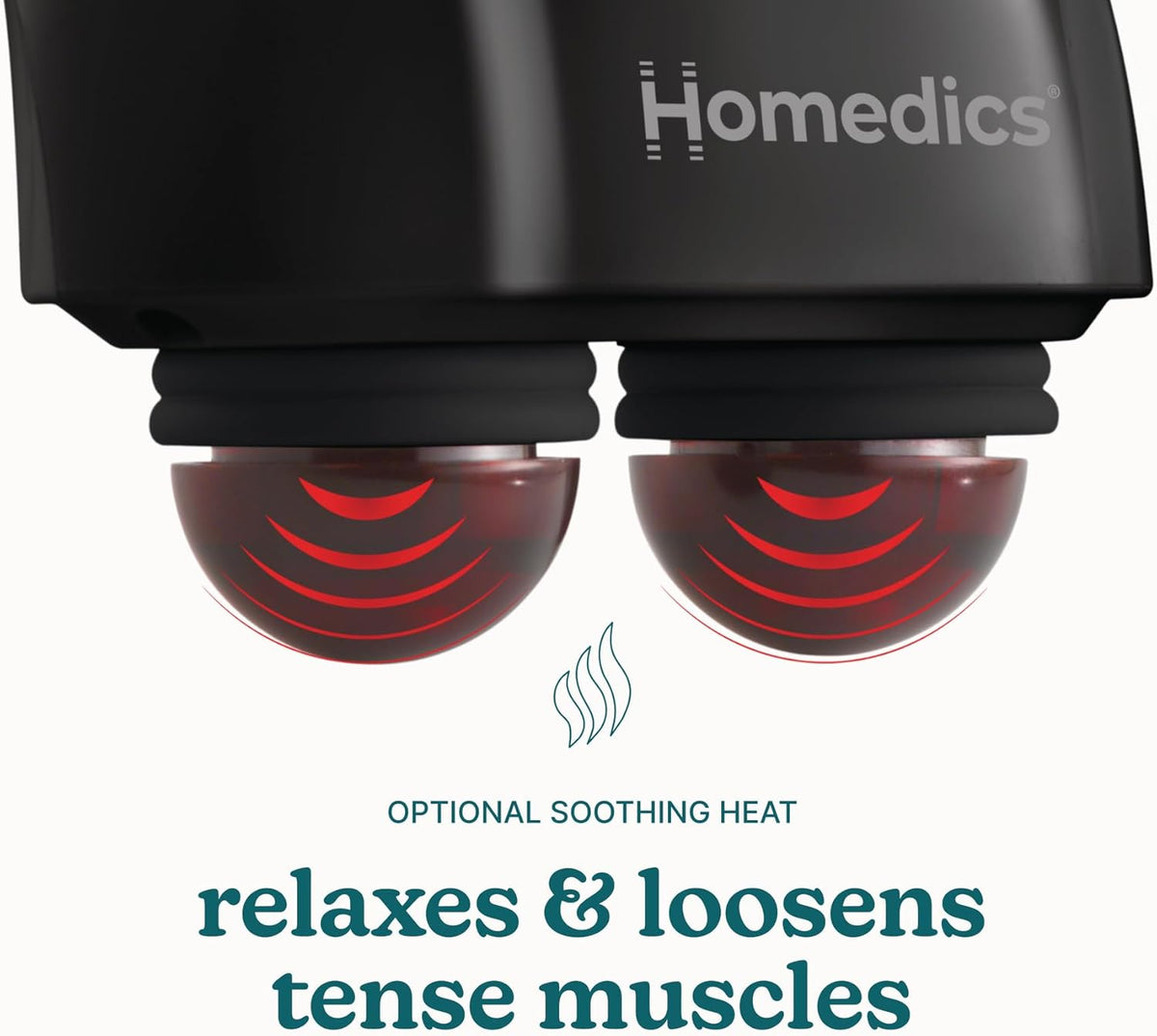 Homedics Handheld Back Massager, Dual Heated Nodes, Neck, and Body Percussion Massager with Interchangeable Nodes to Release Back, Neck, Shoulder Leg and Foot Tension