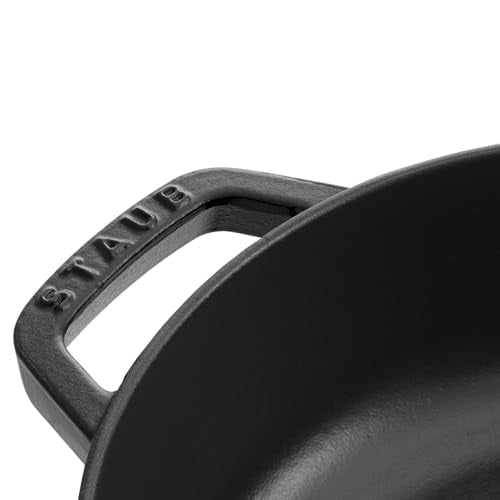STAUB Cast Iron Sauté Pan, Chistera Lid, Round, 3.7 L, Black, 33 x 31 x 9.5 cm