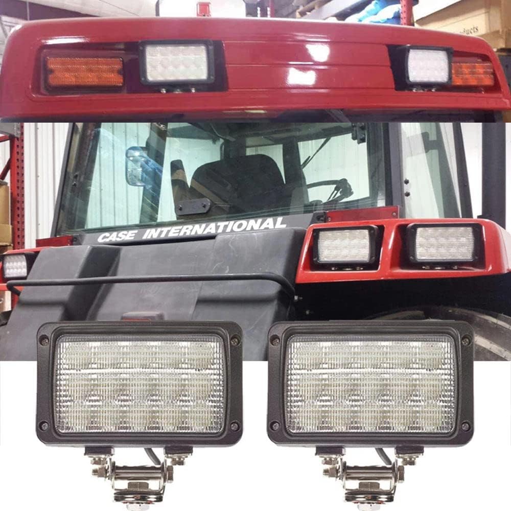 2PACK 6.3IN 45W Led Work Lights 12v/24v 4500LM 6500K Rectangular Foglights,Waterproof Offroad Flood Led Light Bar for Tractor,Truck,Combine,Heavy Equipment,with DT Connector