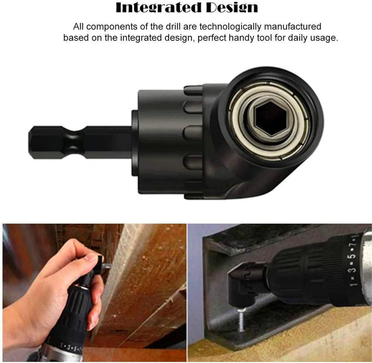 Impact Grade Socket Adapter Set - 3 Pcs Extension Drill Bit Socket Wrench Adapter for Impact Driver 1/4 3/8 1/2" Drive, 105 Degree Right Angle Drill Attachment for Household Workplace Industry