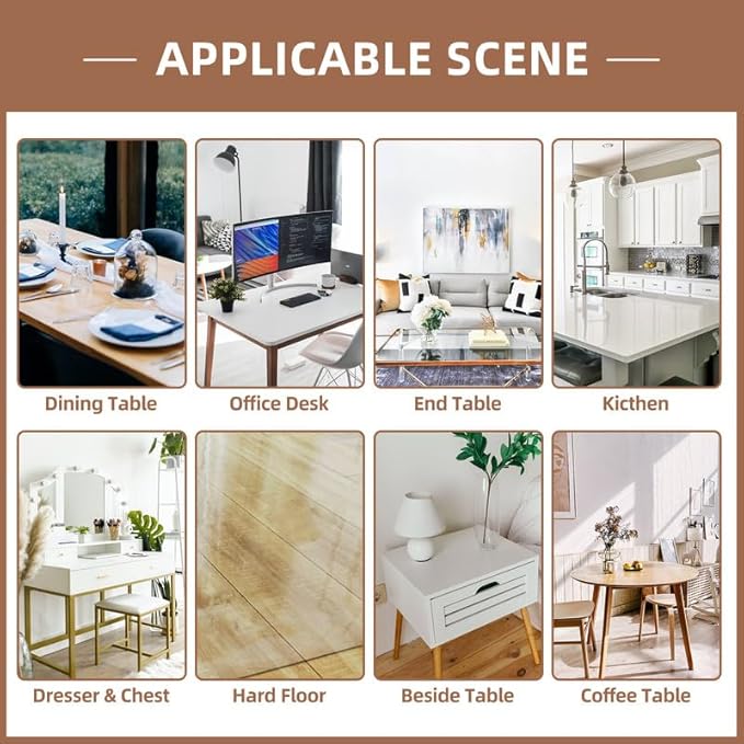 Warmstar Clear Table Cover Protector 60 x 60 Inch,1.5mm Thick Plastic Table Cover Rectangle,PVC Clear Table Protector,Desk Protector Mat for Kitchen, Dresser, Writing Desk,Dining Room Table