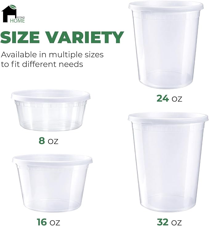 EconoHome Clear Deli Containers with Lids - 240-Pack, 32oz Plastic Containers with Lids for Food Storage, Meal Prep, Leftover, Restaurant Business, Takeout - Fridge, Microwave & Freezer-Safe