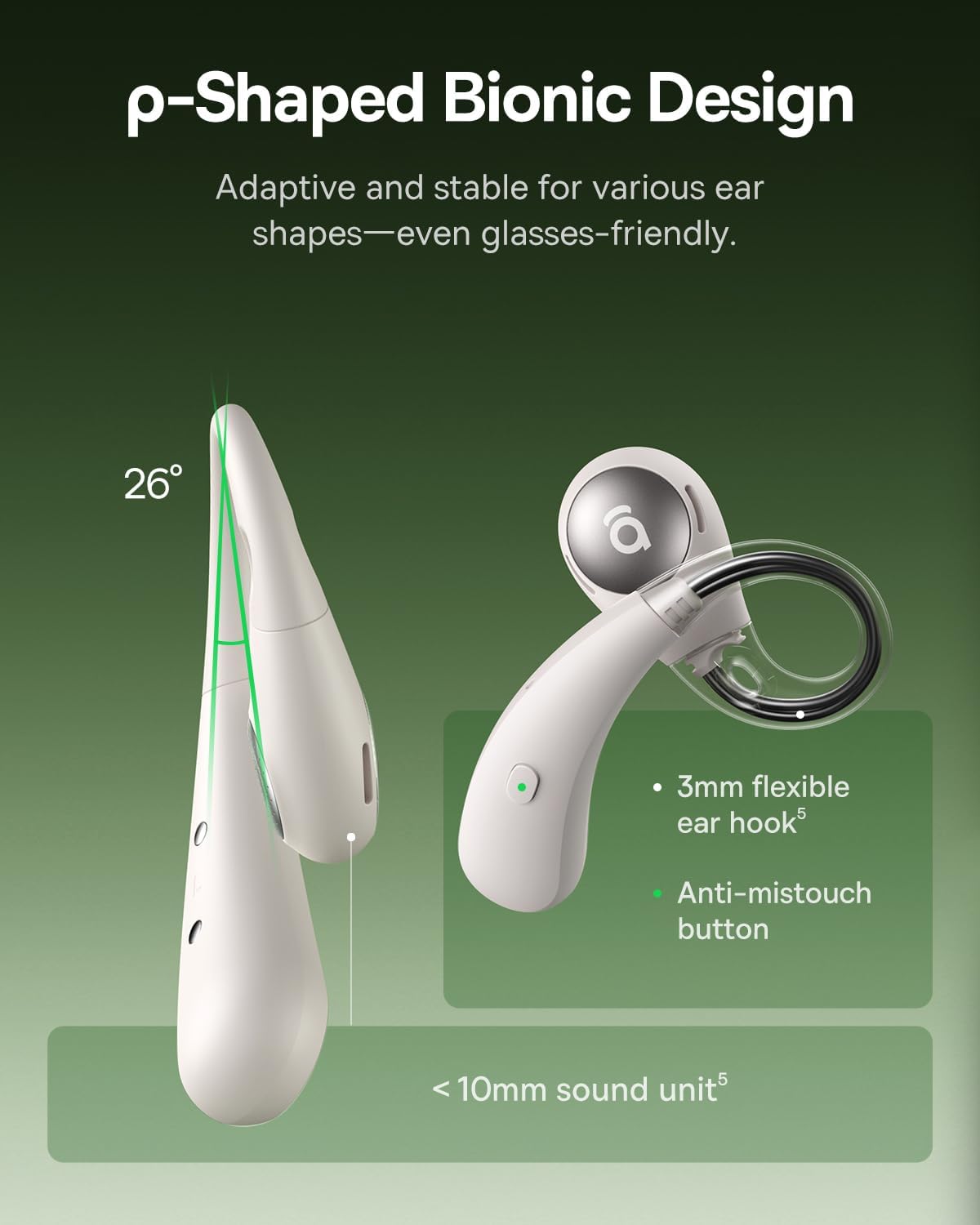 Baseus Eli Sport 2 Open-Ear Headphones Wireless Earbuds,Secure Earhook Sport Design,Ultra-Comfort,4-Mic Clear Calls, IP57 Waterproof,45H Play, Bluetooth 6.0 Earhook Fit Running Workout Gym -White