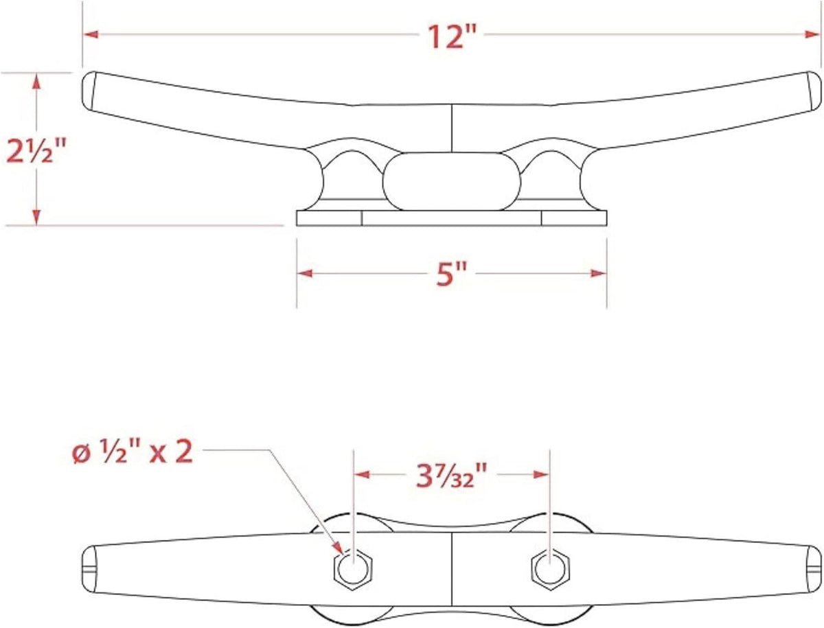 MarineNow Hot-Dipped Galvanized Iron Dock Cleat – Choose Size: 4", 6", 8", 10", 12", 14" – Heavy-Duty Boat Cleats for Dock Lines – Available in Single or Bulk Multi-Packs