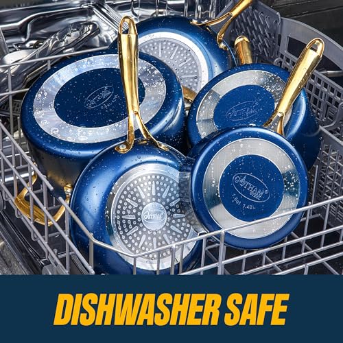 Gotham Steel 12 Pc Ceramic Cookware Set Nonstick, Ceramic Pots and Pans Set Non Stick with Steamer for Cooking, Non Toxic PFOA PFOS Free, Premium Stay Cool Handles, Oven & Dishwasher Safe