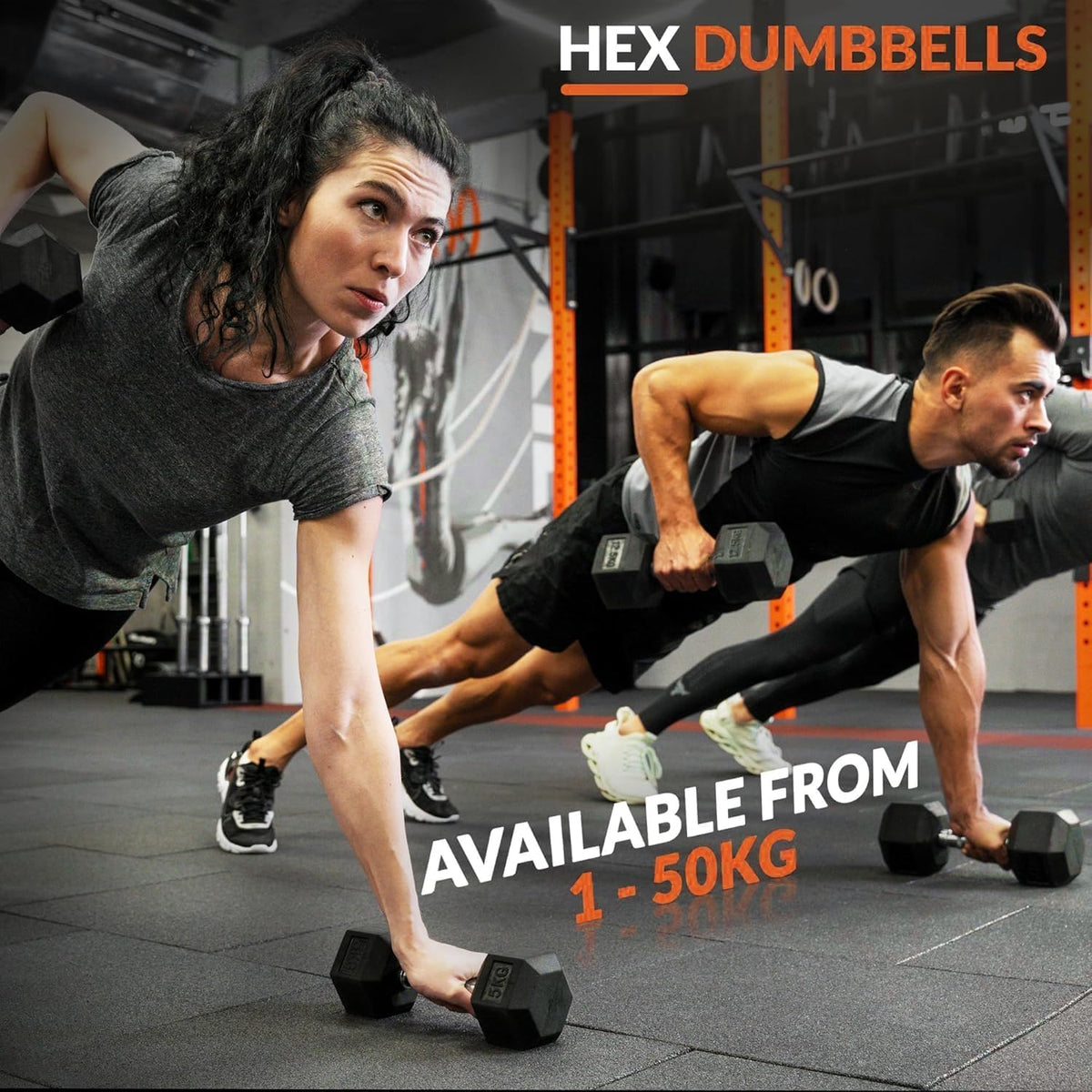 Ritafer 6-10 Pair Hex Rubber Dumbbell Set 350/450 and 550 lbs(5-50 lbs )Hand Free Weight for Strength Coated Encased Iron Weights with Dumbbells Storage Rack Home Gym