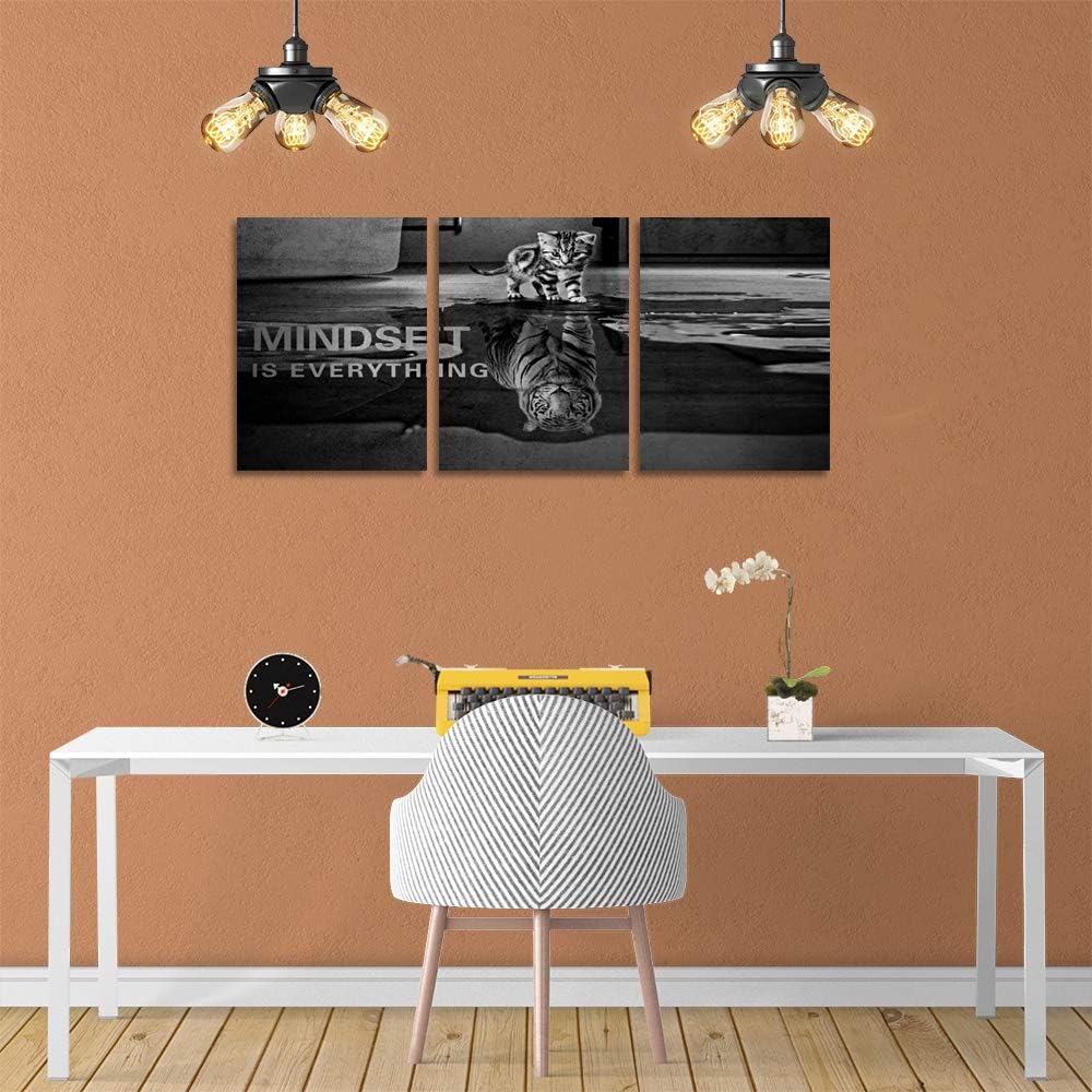 3 Panels Mindset is Everything Motivational Canvas Wall Art Inspirational Entrepreneur Quotes Poster Print Artwork Painting Picture for Framed Home Decoration Living Room office bedroom 36''W x 16''H