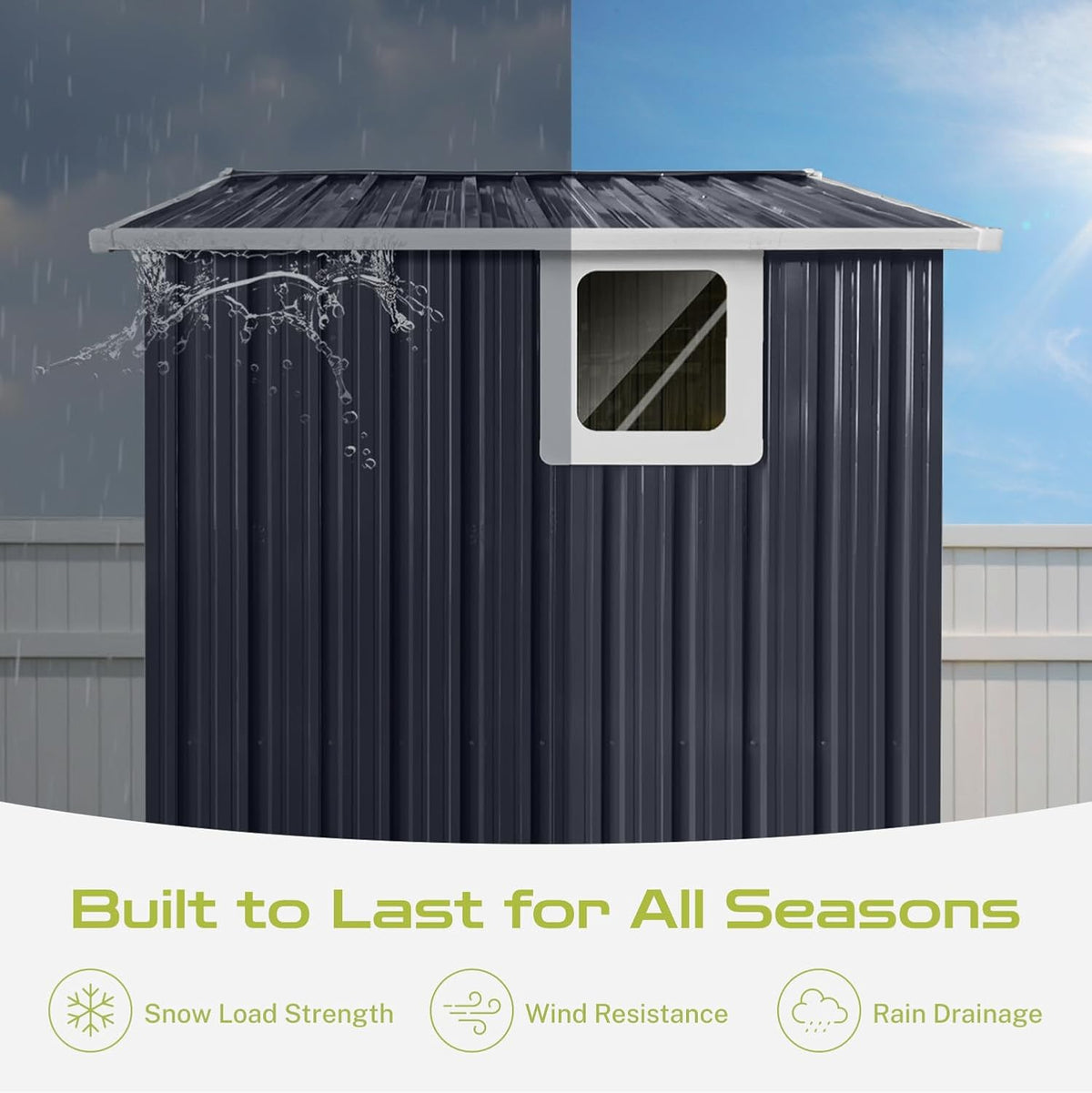 7x4.3 Ft Outdoor Storage Shed, Heavy-Duty Metal Shed with Windows & Secure Lockable Doors, Ideal Storage Shed for Outdoor, Patio, Garden, and Backyard, Anthracite