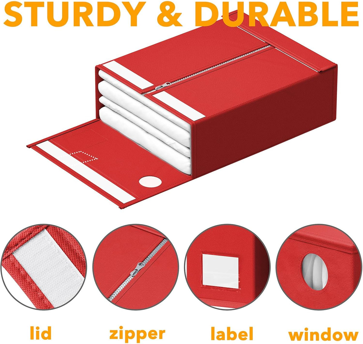 SpaceAid 9 Pack Bed Sheet Organizers and Storage, Foldable Sheet Organizer with Window for Linen Closet, Set Folder Keeper for Queen & King Size Bedding Storage (Red)