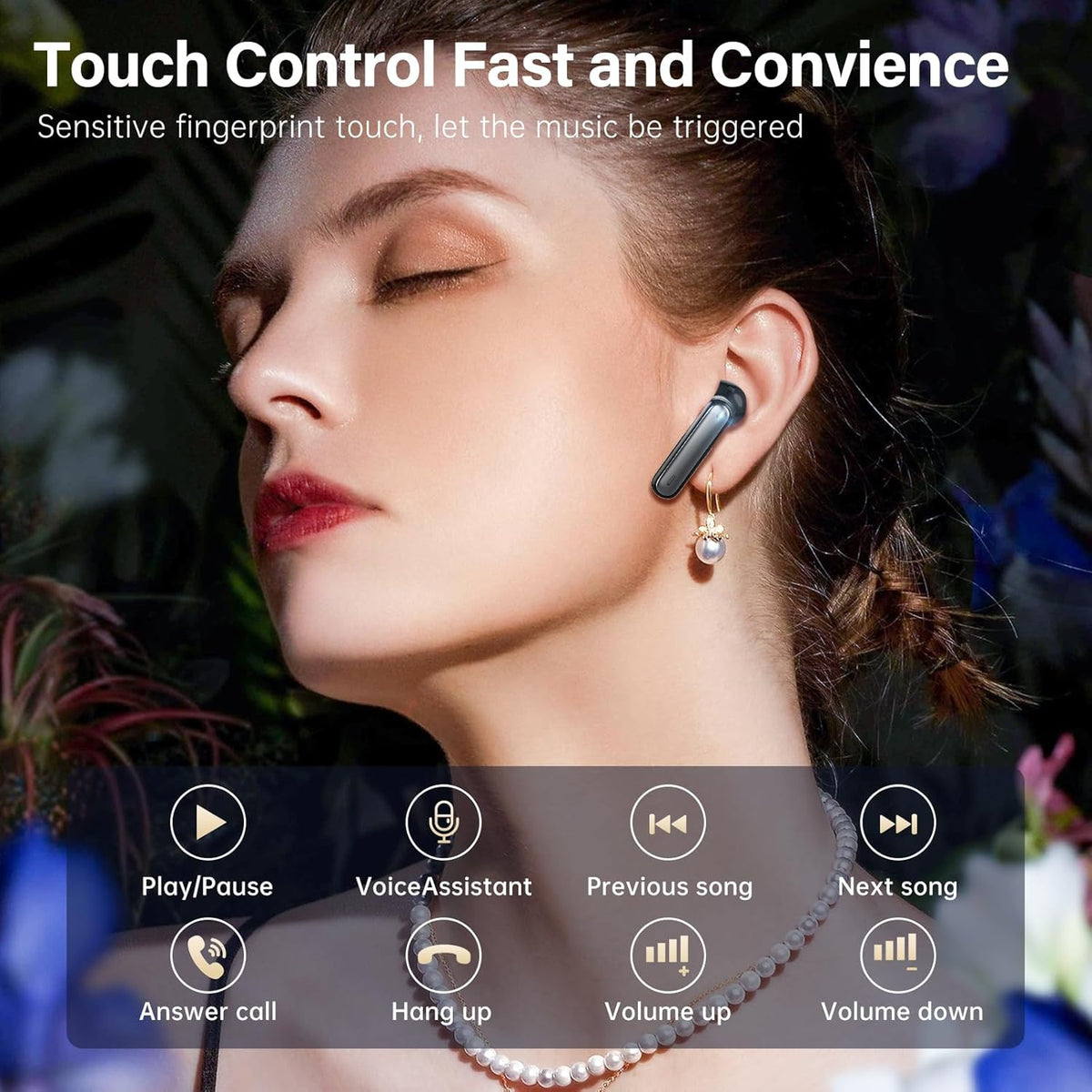 A10 Pro Wireless Earbuds, Bluetooth 5.3 Headphones HiFi Stereo 50H Playback LED Digital Display Ear Buds with ENC Noise Canceling Headset, IPX7 Waterproof Earphones for Gym/Running/Work