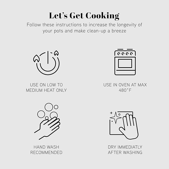 Country Kitchen Cookware Set with Removable Handle, Oven & RV Safe Pots and Pans Set, Cream, Deluxe Larger Set