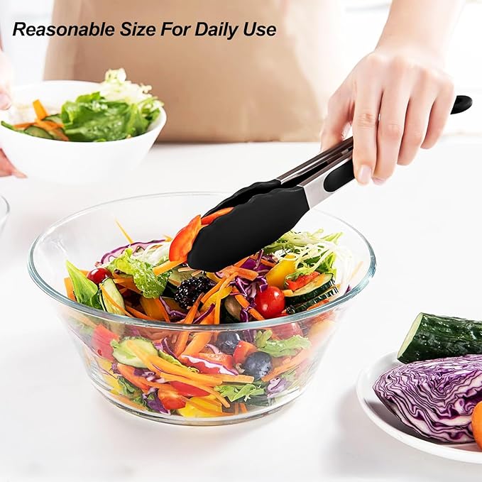 Silicone Cooking Utensils Set, Heat Resistant and large Non Stick Spatulas & Spoons for Kitchen, Ideal BPA Free Kitchen Turners for Frying, Mixing,Serving,Draining,Turning