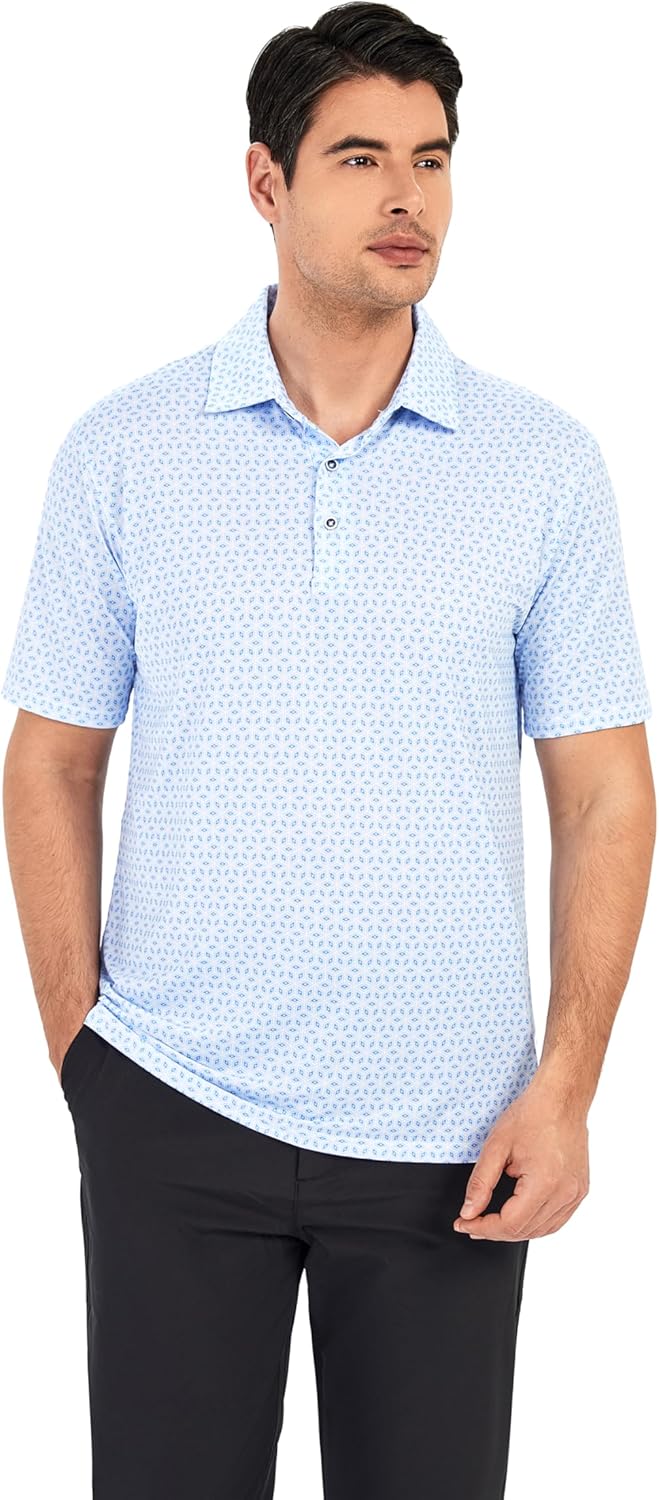 WARHORSEE Golf Polo Shirts for Men Short Sleeve Wrinkle Free 4 Way Stretch Moisture Wicking Performance Collared Tshirts