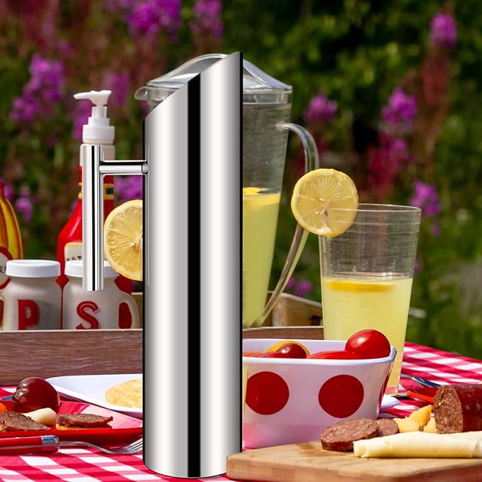 Funnymoom 6 Pack 70oz/2l Stainless Steel Water Pitcher Modern Metal Pitcher with Ice Guard Silver Carafe Drink with Handle or Iced Hot Drink Tea Juice Coffee Beer