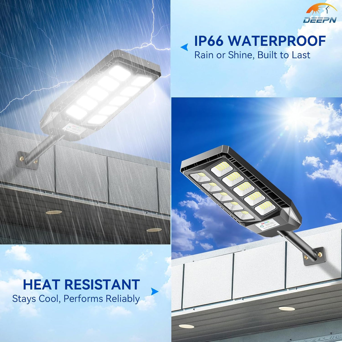 Solar Lights Outdoor for Outside, IP66 Waterproof Street Lights Outdoor, 6500K Dusk to Dawn LED Solar Security Flood Lights Motion Sensor with Remote Control for Yard, Entryway Garage, Porch