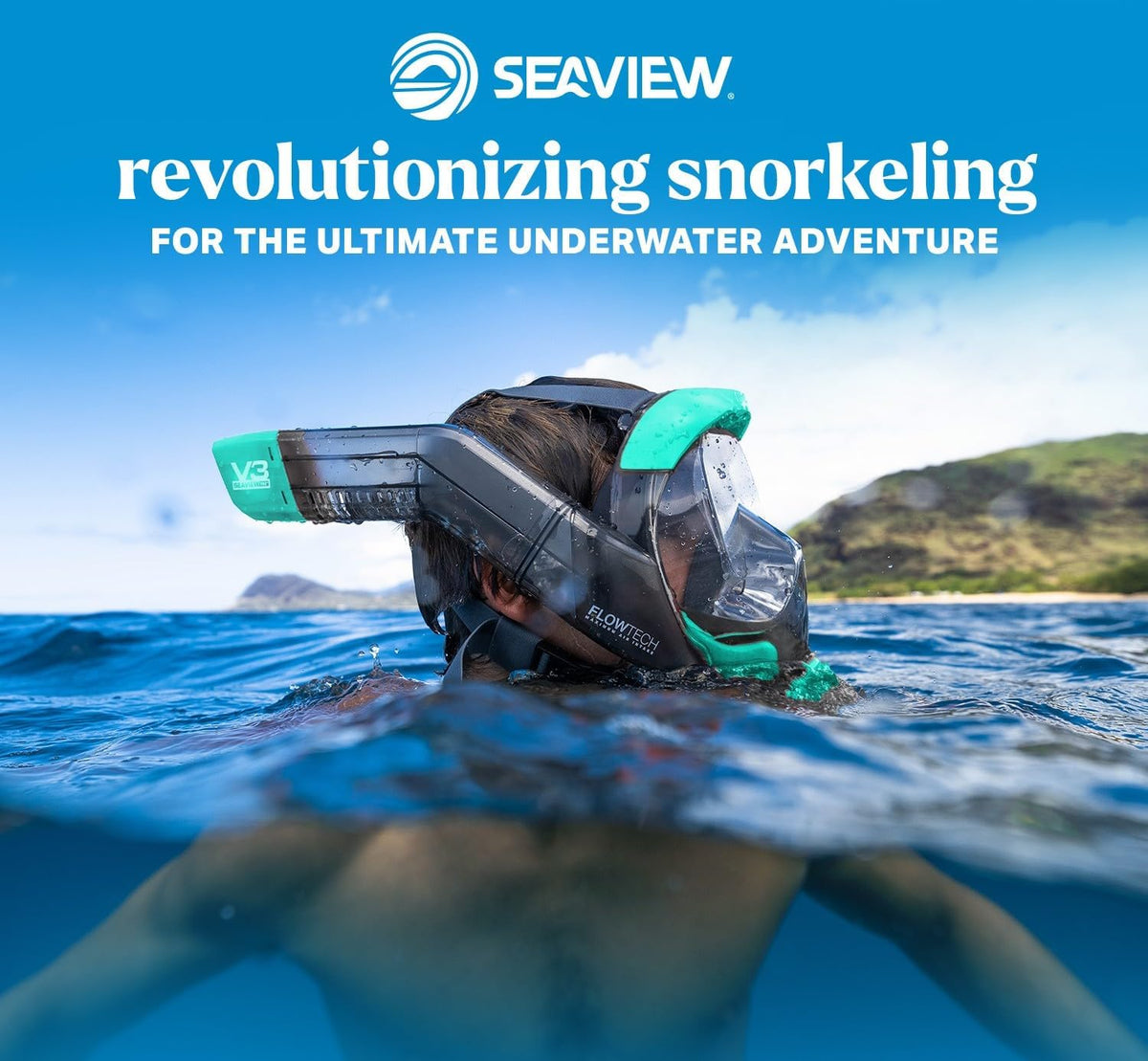 Seaview 180 V3 Full Face Snorkel Mask Adult- The V3 is The Perfect Snorkeling Gear for Adults- Snorkel Mask with 180 Panoramic Viewing and Up to 600% Easier Breathing- Patented Flowtech Air Intake