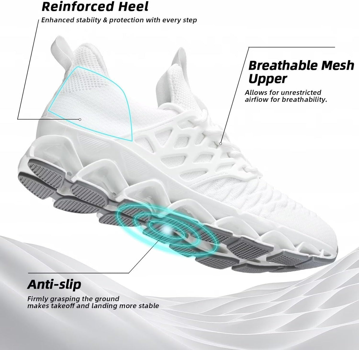 Men's Slip on Walking Running Shoes Blade Tennis Casual Fashion Sneakers Comfort Non Slip Work Sport Athletic Trainer