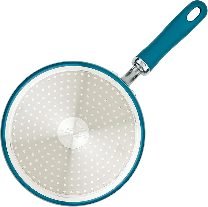 Rachael Ray 12020 Create Delicious Nonstick Sauce Pan / Saucepan with Straining and Lid, 3 Quart - Teal Shimmer