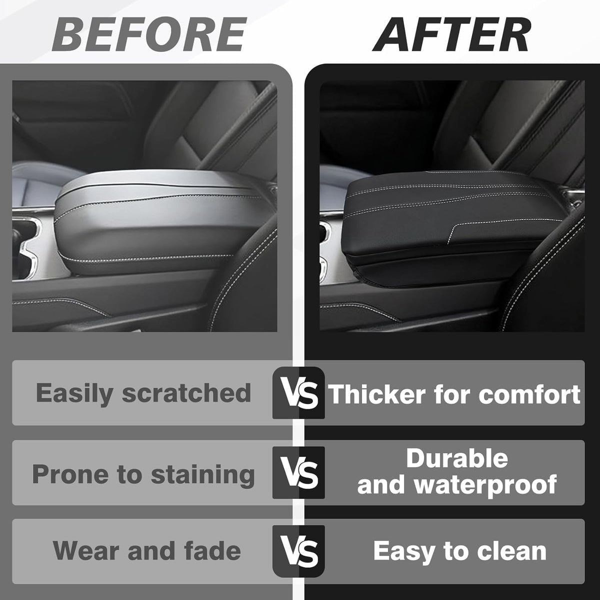 Muslogy Center Console Cover 1-Inch Extra Thick Armrest Pad Compatible with 2024 2025 GMC Acadia & Chevy Traverse&2025 Buick Enclave Arm Rest Cushion Padding Anti-Scratch Console Leather Lid Protector