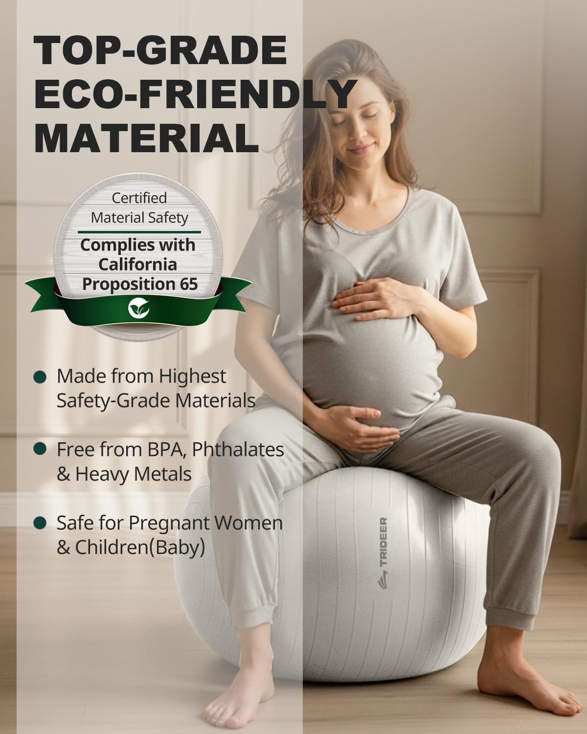 Trideer Extra Thick Yoga Ball Exercise Ball, 5 Sizes Gym Ball, Heavy Duty Ball Chair for Balance, Stability, Pregnancy, Quick Pump Included